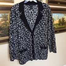 Lane Bryant Black Gray Leopard Cardigan Sweater Plus Size 26/28 - £19.31 GBP