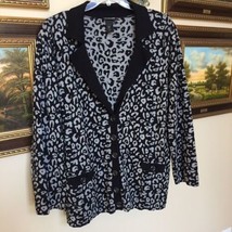 Lane Bryant Black Gray Leopard Cardigan Sweater Plus Size 26/28 - £18.32 GBP