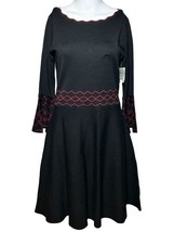 New Danny &amp; Nicole Sweater Dress Womens Medium Black &amp; Red Knee Length Workwear - £21.10 GBP