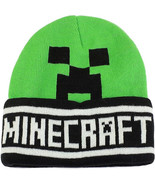 MINECRAFT Logo Green Creeper Face Beanie Hat One Size Stylish Winter Hat - $22.71