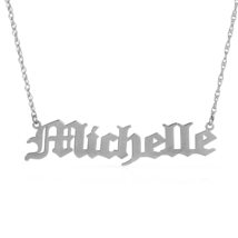 14k Solid Gold Custom Name Necklace  White Gold Old English Font, Perso... - $400.94