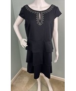S.L. Fashions Women&#39;s Black Ponte Tiered Cocktail Dress w/ Stud Trim Sz ... - €38,07 EUR