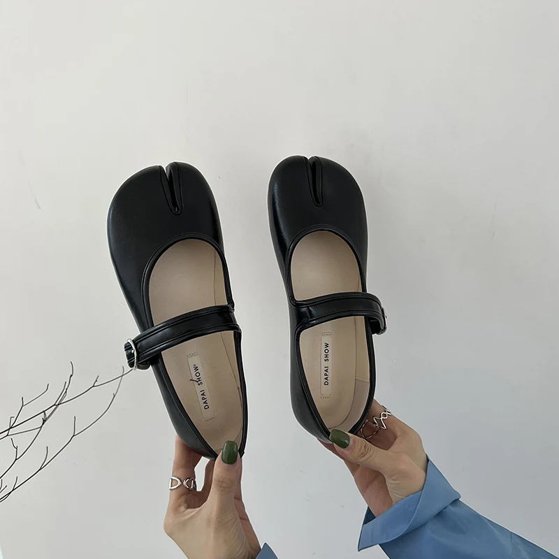 2024 Fashion Split Toe Flat Shoes Women Candy Color Shallow Mary Jane Shoes Squa - $73.67