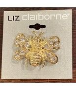 Liz Claiborne Bumble Bee Brooch Pin Gold Rhinestone Costume Jewelry Pin New - $27.45 CAD