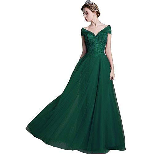 Kivary Beaded Off Shoulder Long Tulle A Line Prom Dress Evening Party Gowns Emer