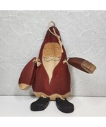 VTG Hanging Wooden Santa Moveable Arms &amp; Legs 12&quot; Tall Handcrafted Handp... - £21.44 GBP