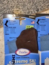 2 NEW Thorlos X-small Ski socks Brown-blue USA Seller - $19.79