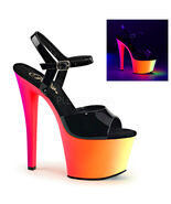 SALE PLEASER Blacklight Neon Rainbow Platform 7&quot; Stripper Heels Women Sh... - $770.89 MXN