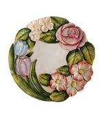 Vintage Takahashi Hand Painted Floral Plate 8 Inch Raised Relief Rose Tu... - $27.00