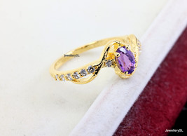 Amethyst Engagement Ring, Amethyst Wedding Ring, Purple Amethyst 14k gold ring,  - £28.30 GBP