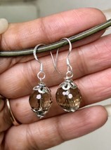 925 Sterling Silver + 10 mm Rnd Beads Original Smoky Topaz Quartz Earrings 1 - £8.98 GBP