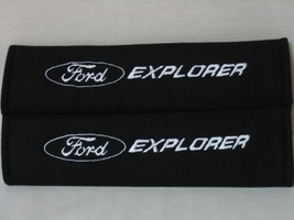 2 pieces (1 PAIR) Ford Explorer Embroidery Seat Belt Cover Pads (White on Black) - $16.99
