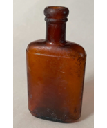 Antique Amber 1/2 Pint Gromme &amp; Ullrich Whiskey Flask Chicago, IL Scarce - £25.75 GBP