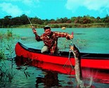 Comic Exaggeration A Tough One to Land Fishing UNP Chrome Postcard Unused - $2.92