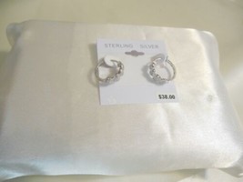 Department Store Sterling Silver Plated Diamond Accent Hoop Earrings Y340 - £11.95 GBP