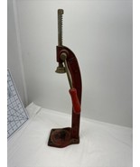VINTAGE CAST METAL BOTTLE CAPPER MADE IN USA 16-1/2&quot; TALL WOOD HANDLE BE... - $57.65 CAD
