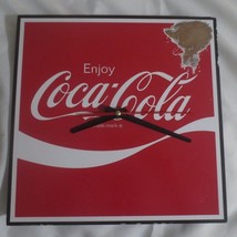 Coca-Cola Square  12&quot; X 12&quot; Clock Red with Wave Corner color is worn off - £1.19 GBP
