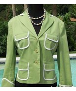 BCBG MAXAZRIA Stretch Cotton Jacket Top XS/S S  Lined Green White Trim $... - £39.50 GBP