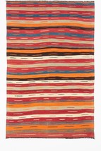 Handwoven rug,Turkish kilim rug,Kilim rug,3&#39;7x5&#39;7Ft,Striped Desing Rug,Anatolian - £234.88 GBP