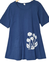Dharma Trading Co Dress Womens M Blue T Shirt Silk Oak Floral Short Swin... - €16,62 EUR