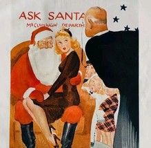 1940 Esquire Cartoon Campbell Sexy Woman With Santa Claus Art Holidays H... - $29.99