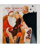 1940 Esquire Cartoon Campbell Sexy Woman With Santa Claus Art Holidays H... - $556.74 MXN