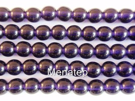 50 6 mm Czech Glass Round Beads: Tanzanite - £1.54 GBP