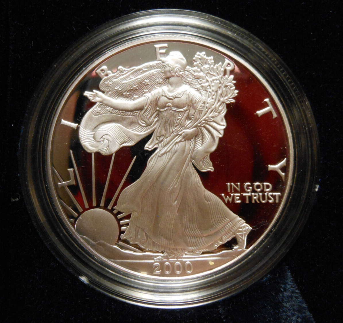 2000-P Proof Silver American Eagle 1 oz coin w/ box & COA - £66.86 GBP