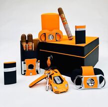 Brizard Black and Orange Leather Airflow Humidor 60 / 70 ct Made in USA image 2