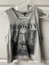 Brooklyn New York Tank Top Gray Women Size S Sleeveless Round Neck Unhemmed - £6.30 GBP