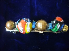 Multi-color Glass &amp; Gold Plate Beaded Barrette - £2.75 GBP