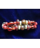 Red Glass &amp; Wood Beads Barrette - £2.74 GBP
