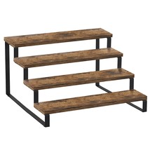 4 Tier Spice Rack, Wood Step Shelf Countertop Spice Storage Holder, Kitchen Pant - £35.58 GBP