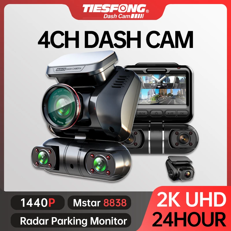 TiESFONG M10max 2K 1440P Dash Cam for Car DVR 4CH 360 Camera 24H Parking Monitor - £192.03 GBP+