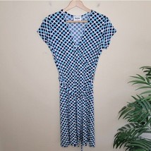 Stitch Fix Leota | Blue Cream Navy Polka Dot Surplice Dress, womens size... - £26.97 GBP