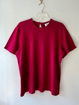 Mita Sz XL Burgundy Knit Top Blouse Crew Neck Short Sleeve Stretch Pullover - $12.91