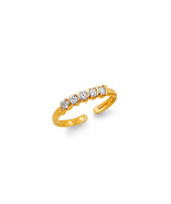 14K Yellow Gold Cubic Zirconia 5-Stone Toe Ring - €198,20 EUR