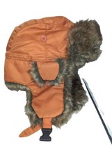 Earthbound Trapper Hat Russian Ushanka FauxFur Orange Fashion Winter Spo... - $24.63