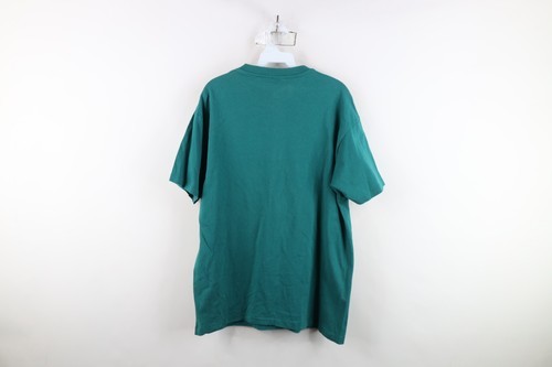 Vtg 90s Hanes Mens Medium Faded Blank Short Sleeve V-Neck T-Shirt Green Cotton Item image 9
