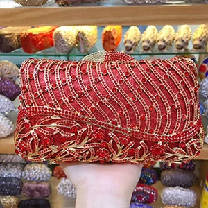 red/purple/sky blue/gold/silver Crystal Evening Wedding Cocktail Handbag Clutch  - $123.53