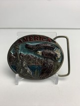 AMERICA - Vintage 1985 Statue of Liberty Bald Eagle C&amp;J Belt Buckle Made In USA - £7.75 GBP