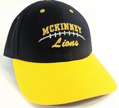Mckinney Lions Texas Football Baseball Hat Blue and Gold - £12.85 GBP