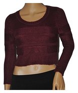 Sweater Project Women&#39;s L/s Cropped Sweater in Black or Berry - £14.15 GBP