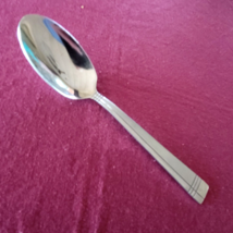 Oneida Amsterdam Stainless Flatware Soup Spoon 7 1/4" Glossy Frosted Accent - $3.95