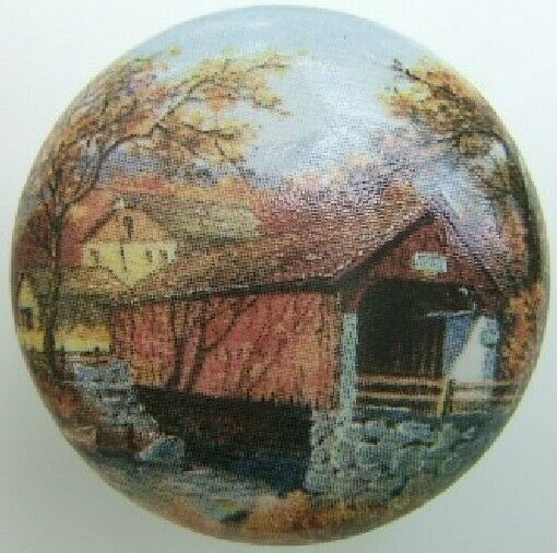Ceramic Cabinet Knobs Knob Covered Bridge Misc - $4.46