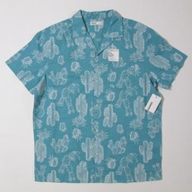 Sonoma The Camp Shirt Mens Turquoise White Cactus Print Standard Fit Medium - £17.90 GBP