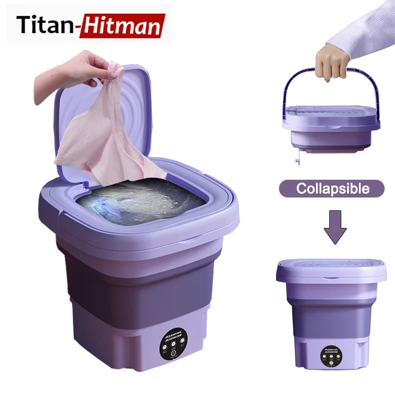 8L Small Folding Washing Machine Can Be Dehydrated Portable Underwear Un... - $84.08