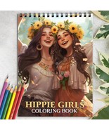 Hippie Girls Spiral-Bound Coloring Book for Adult, Easy and Stress Relief - £16.06 GBP
