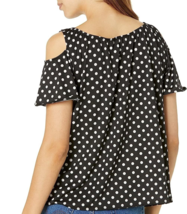 Star Vixen Women&#39;s 3XL Cold Shoulder Peasant Polka Dot Top Dark Navy Blue White - £14.38 GBP