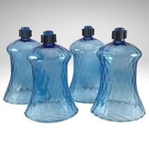 Honeycomb Peg Votive Candle Holder Cups Blue Optic Diamond Glass VTG Hom... - $32.31